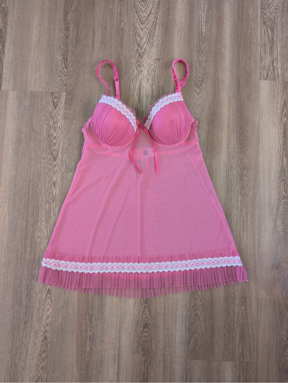 Y2K Rampage Pink Lace Ruffles Lingerie M Babydoll Coquette Sexy Soft Girl
